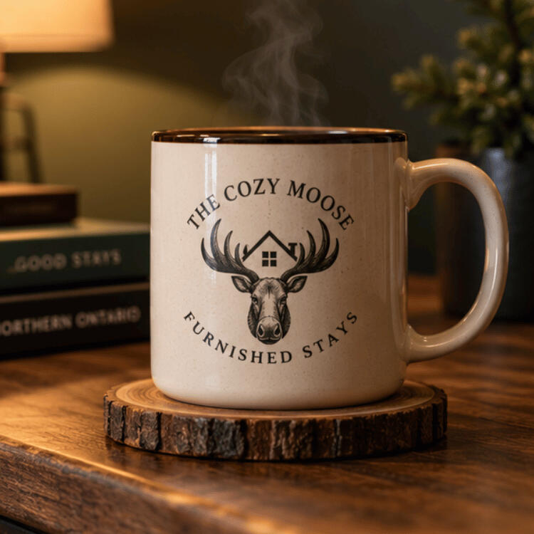 Cozy coffee detail at The Cozy Moose furnished room rental in Kirkland Lake Cozy coffee detail at The Cozy Moose furnished room rental in Kirkland Lake